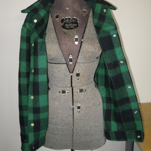 Vintage Ak-Jac Wool Jacket Men’s Green Black Plaid Hunting Chore Mackinaw SMALL - Picture 4 of 9